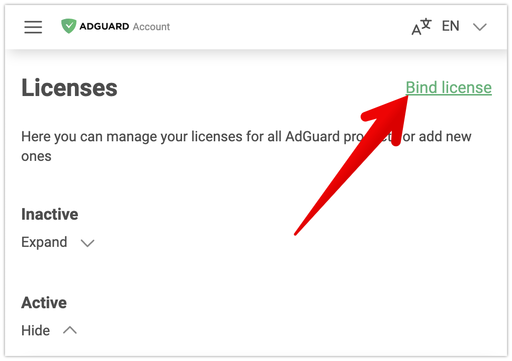 Bind license *mobile