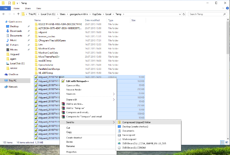 Archivos de registro de instalación de AdGuard *border